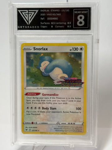 Get Graded 8 Near Mint - Snorlax Stamped #131 Vivid Voltage