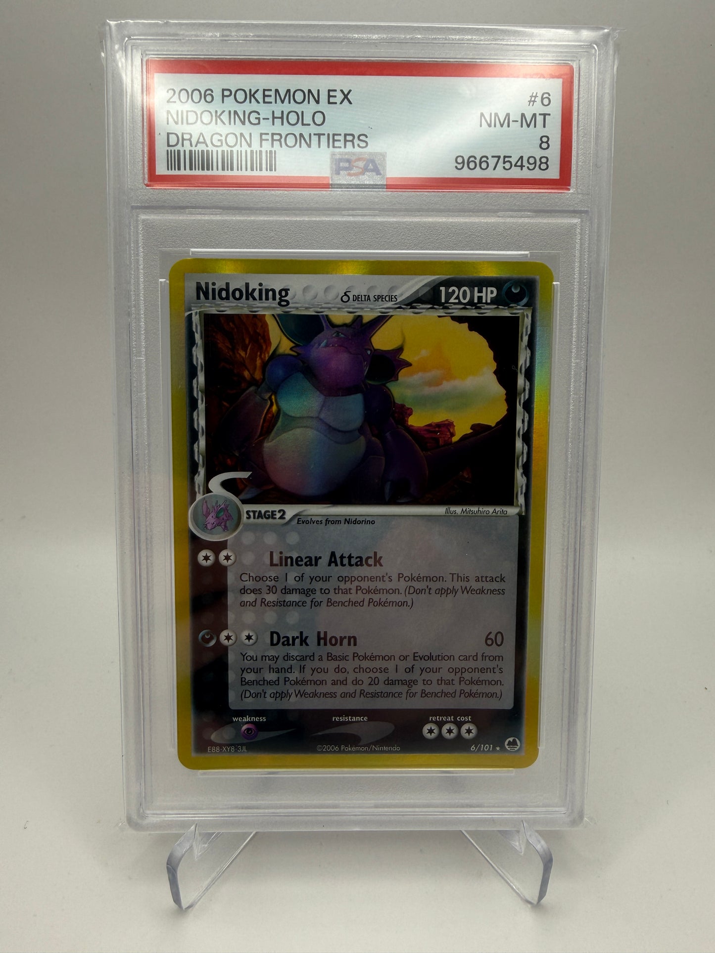 PSA 8 Near Mint/Mint - Nidoking Delta Species Holo #6 Dragon Frontiers - Pokemon Graded