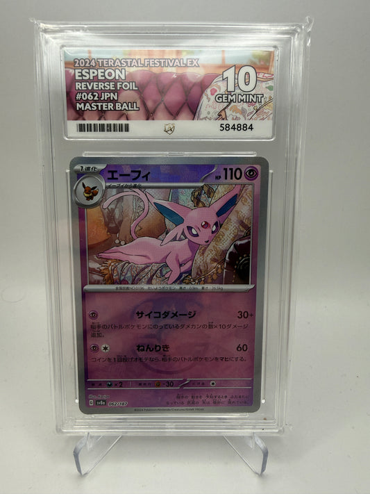 Ace 10 Gem Mint - Espeon Master Ball #062 Terastal Festival - Pokemon Graded