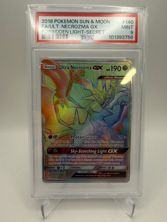 PSA 9 Mint - Ultra Necrozma GX #140 Forbidden Light - Pokemon Graded
