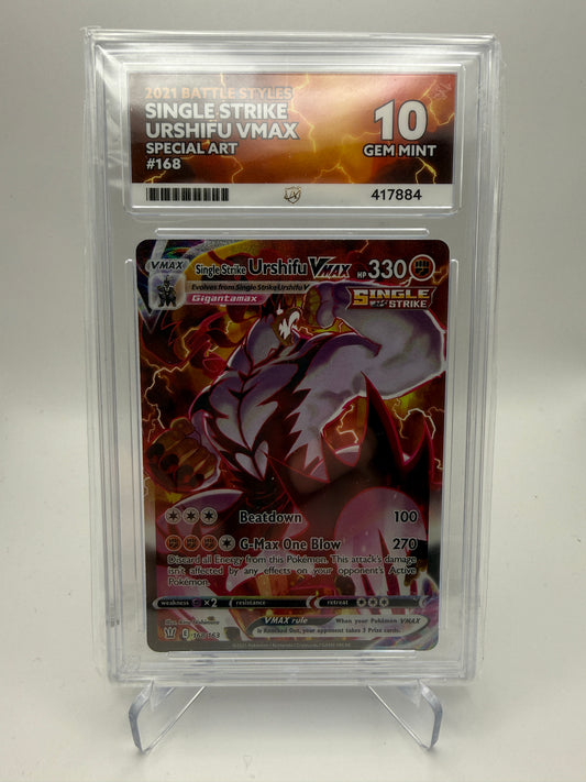 Ace 10 Gem Mint - Single Strike Urshifu Vmax #168 Battle Styles - Pokemon Graded