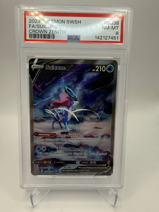 PSA 8 Near Mint/Mint - Suicune V #GG38 Crown Zenith - Graded Pokemon