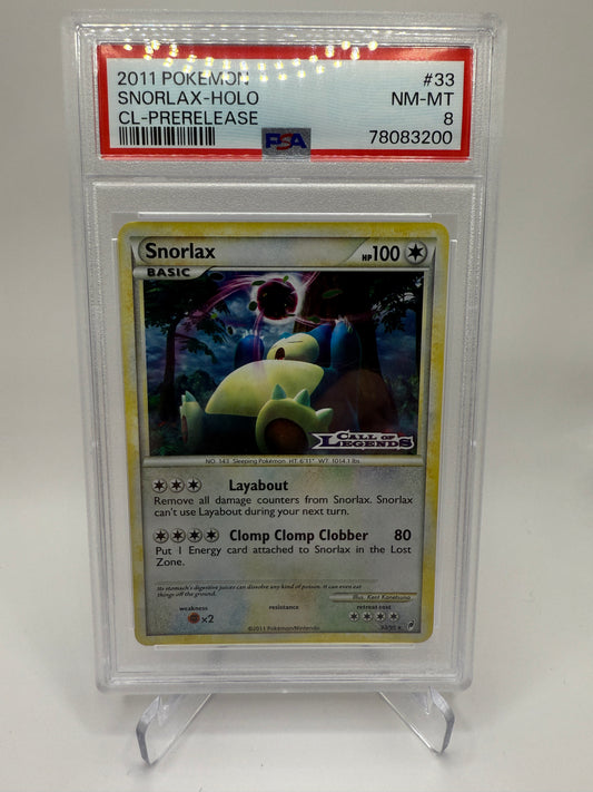 PSA 8 Near Mint/Mint - Snorlax (Prerelease) Holo #33 Pokemon Call of Legends, Graded