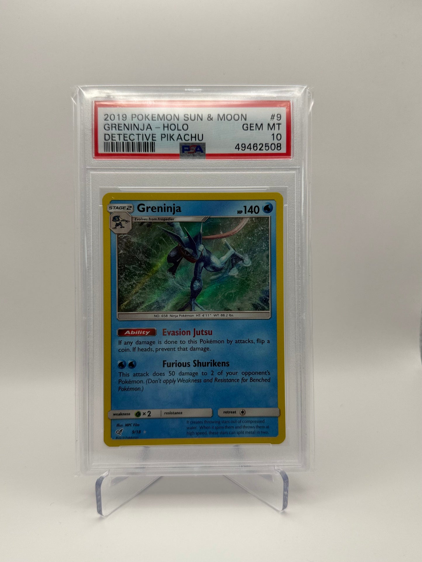Greninja #9 Holo Pokemon Sun & Moon Detective Pikachu PSA 10 Gem Mint