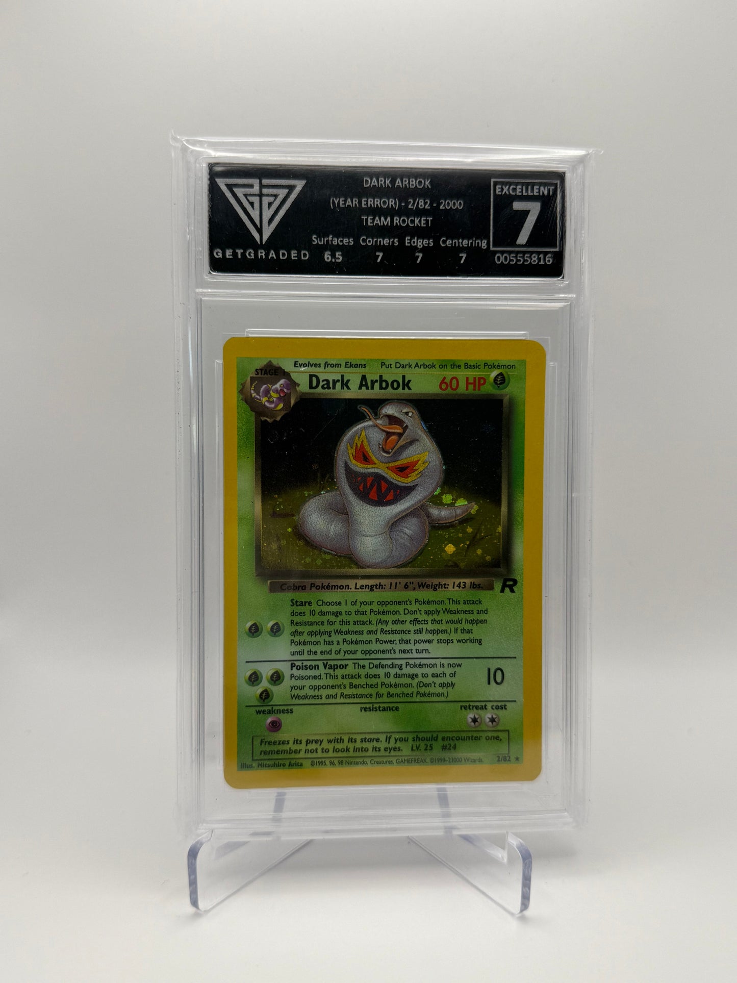 Dark Arbok #2 Team Rocket Year Error Get Graded 7 Excellent